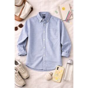 Gap Kids Boys Blue Oxford Button Down Dress Shirt Long Sleeve Cotton Size XL(12)